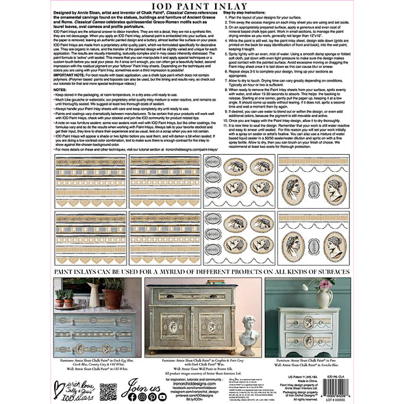 Classical Cameo Paint Inlay by Iron Orchid Designs IOD & Annie Sloan