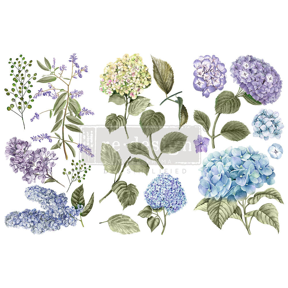 Mystic Hydrangea Decor Transfer Redesign with Prima