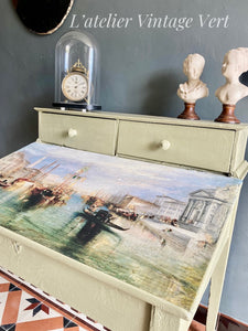 Rustic Writing Desk with Venice Scene