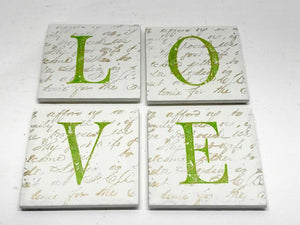 Set of 4 Drinks Coaster, Ceramic tile Drinks Mat