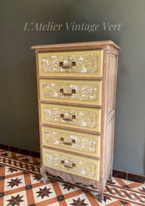 Beautiful Restored Chiffonnier, Oak with Toile de Joie decoration.